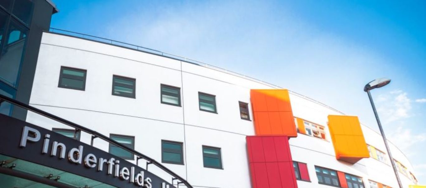 Exterior image of Pinderfields Hospital in Wakefield