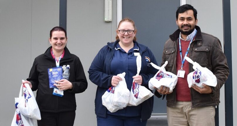 Left to right are Sarah-Louise Caldwell, MY Hospitals Charity Community Fundraising Officer, Rebecca Westwood, Discharge Manager at Mid Yorkshire Teaching NHS Trust and Bipin Raj, Quality Manager at West Yorkshire ICB - Wakefield Place.